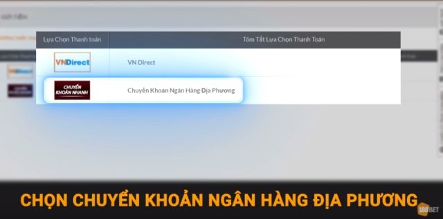 Chọn chuyển khoản ngân hàng 