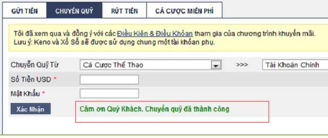 Chuyển tiền vào quỹ chung để rút ra dễ dàng hơn