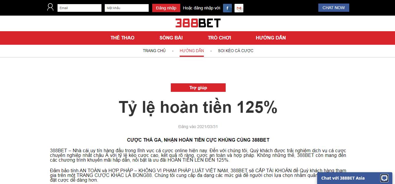 Hàng loạt khuyến mãi khủng tại 388BET