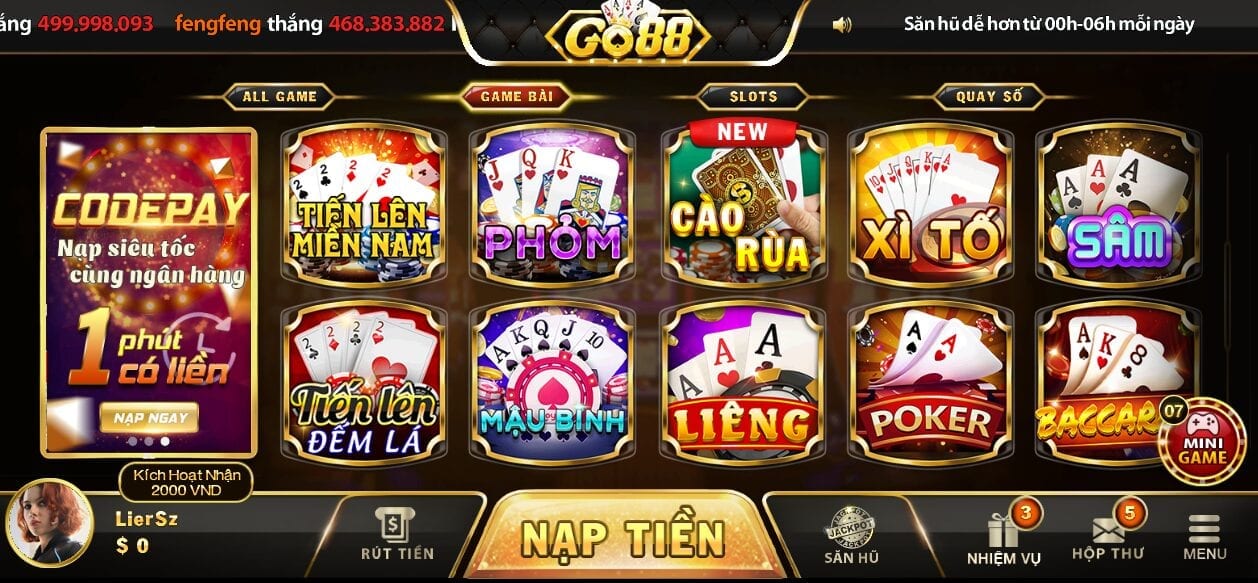 Đa dạng các loại game cho người chơi sử dụng