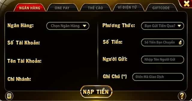 Nạp tiền qua Ngân hàng Go88