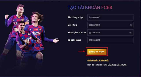 cách đăng ký tài khoản trực tuyến trên fcb8